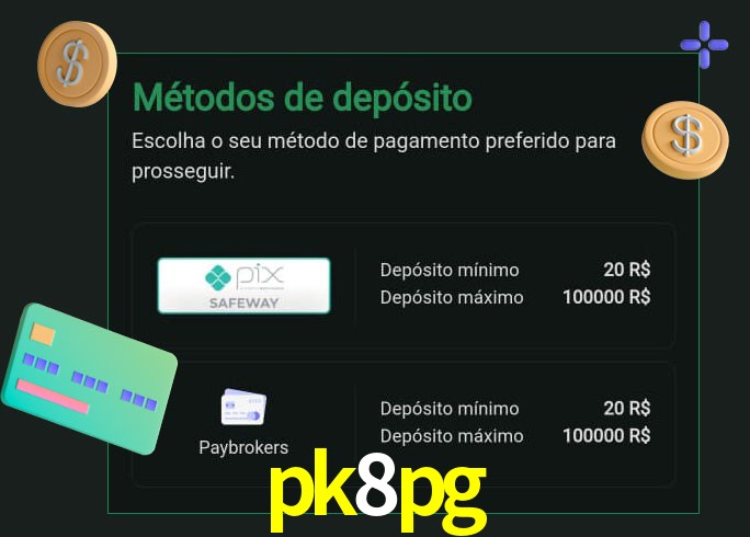 O cassino pk8pg oferece uma grande variedade de métodos de pagamento
